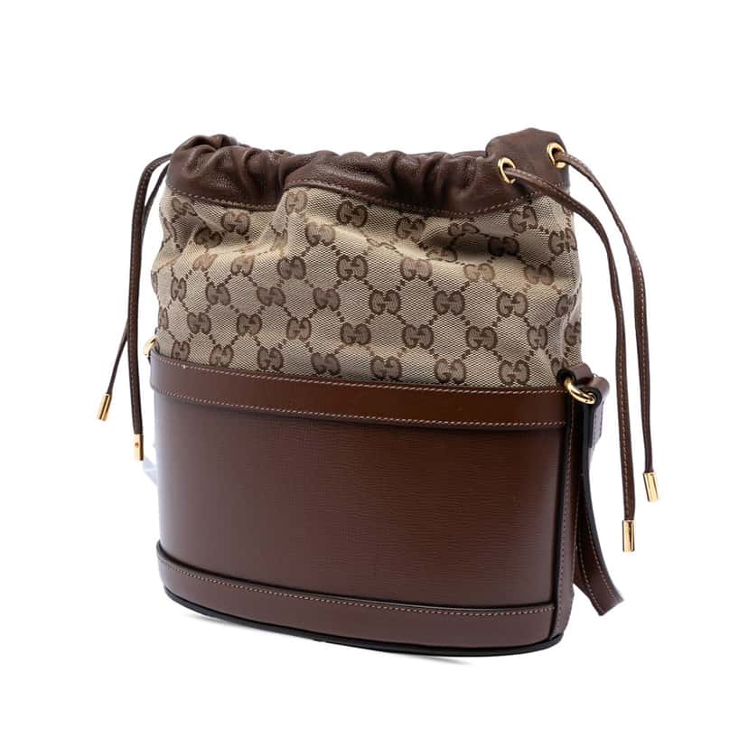 Gucci GG Canvas Horsebit 1955 Bucket Bag Beige Very good condition - Back View