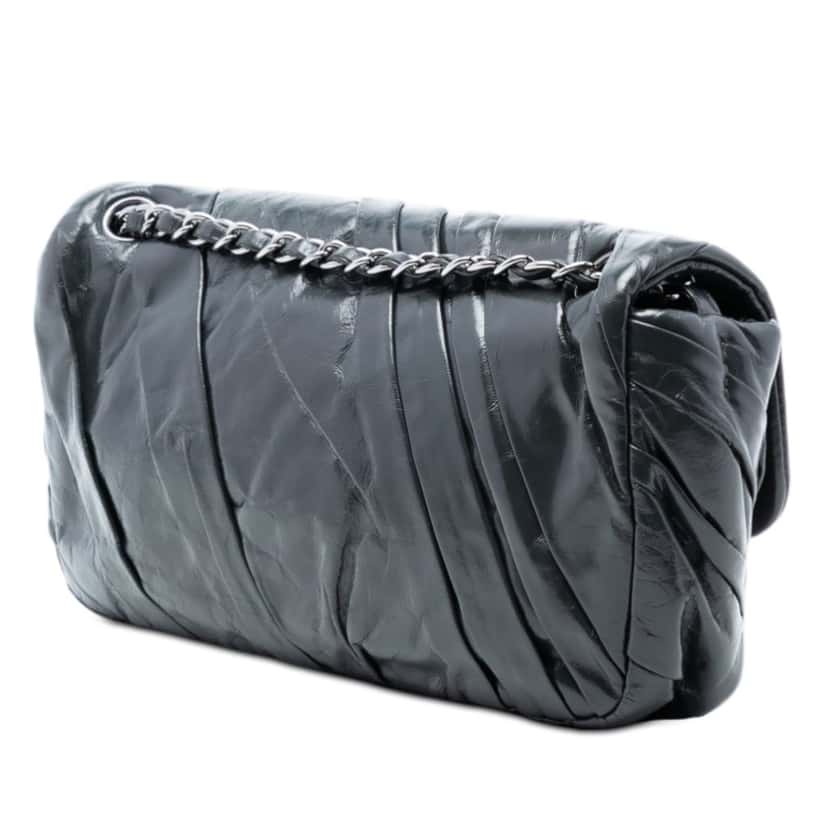 Chanel Medium Glazed Calfskin Twisted Flap Black Leather Very good condition - Back View