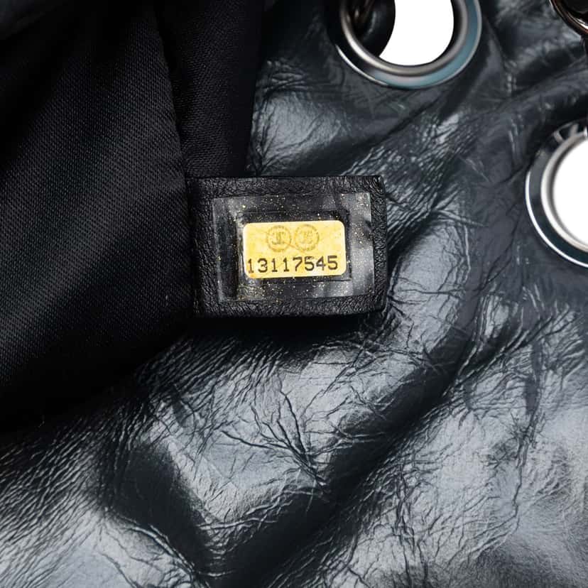 Chanel Medium Glazed Calfskin Twisted Flap Black Leather Very good condition - Box View