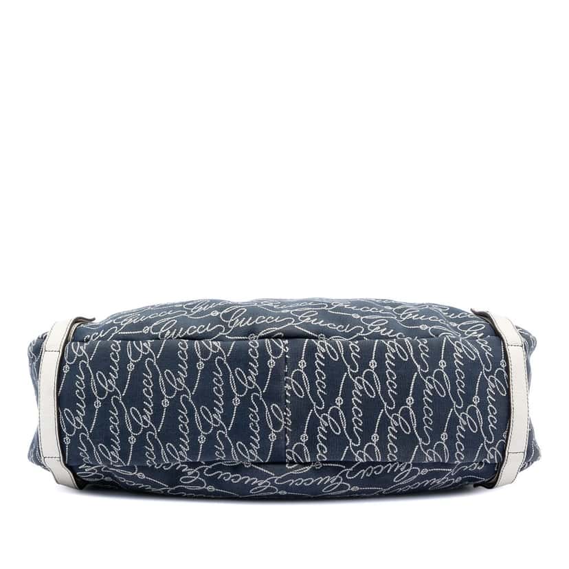 Gucci 85th Anniversary Canvas Logo Abbey D Ring Tote Blue Very good condition - Inside View