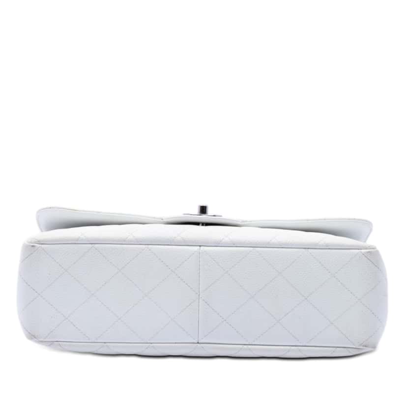 Chanel Jumbo Classic Caviar Single Flap White Leather Very good condition - Inside View