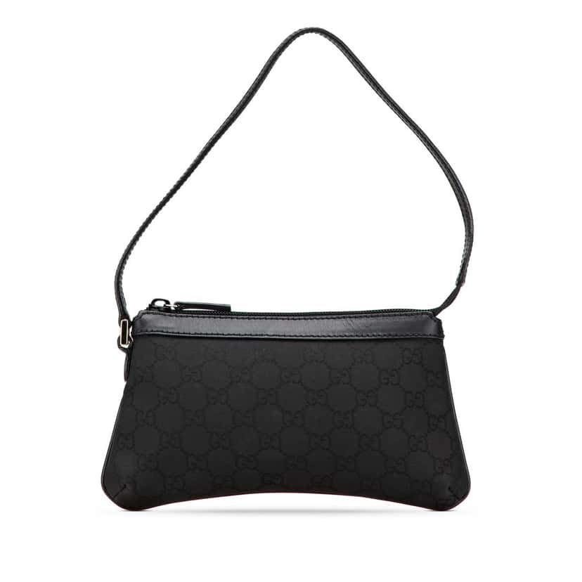 Gucci GG Nylon Shoulder Bag Black Very good condition - Front View