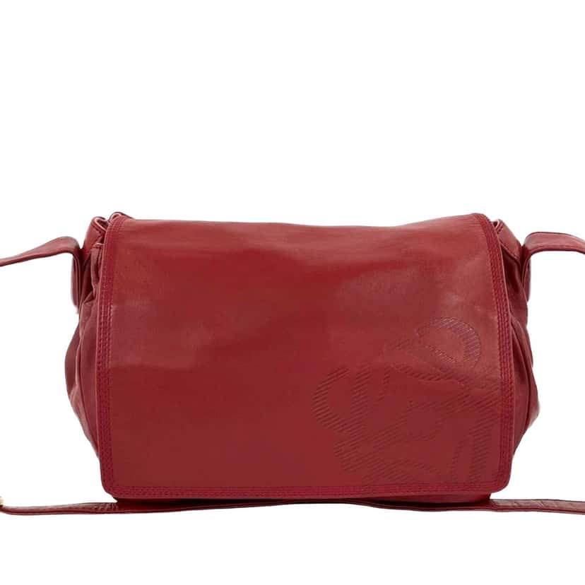 LOEWE Nappa Anagram Flap Crossbody Red Leather Very good condition - Front View
