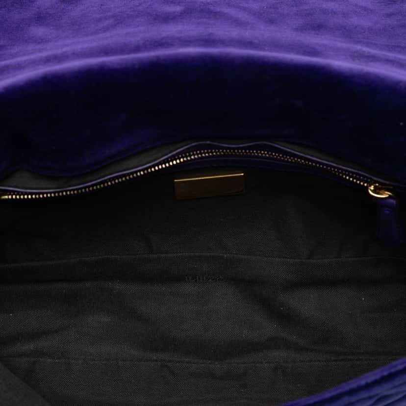 Fendi Zucca Embossed Velvet Baguette Satchel Purple Very good condition - Model View