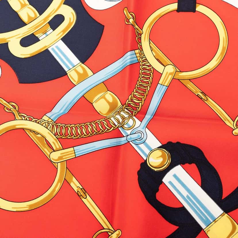 Hermès Eperon D Or Silk Scarf 90 Red Very good condition - Model View