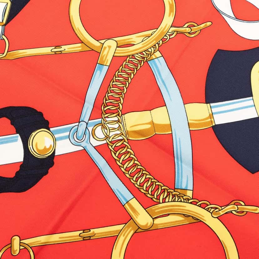 Hermès Eperon D Or Silk Scarf 90 Red Very good condition - Box View