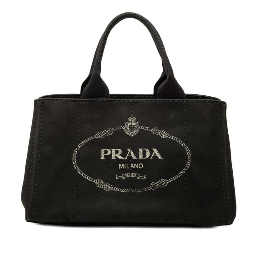 Prada Canvas Canapa Logo Satchel Black Very good condition - Front View