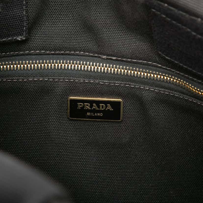 Prada Canvas Canapa Logo Satchel Black Very good condition - Box View