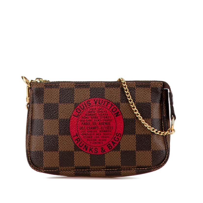 Louis Vuitton Damier Ebene Trunks and Bags Mini Pochette Accessoires Brown Canvas Very good condition - Front View