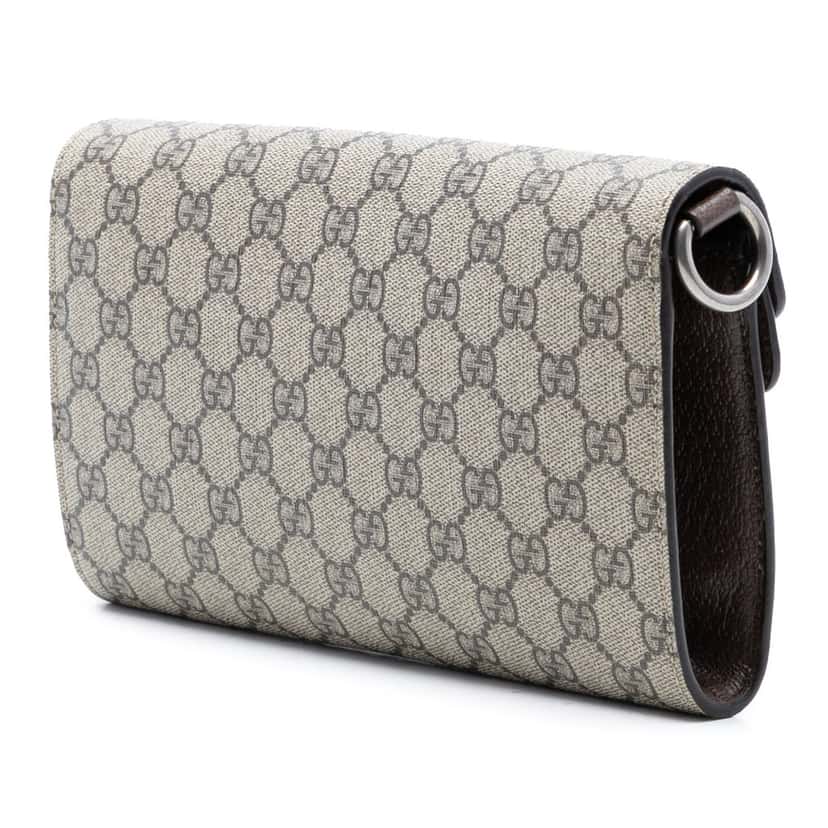 Gucci Small GG Supreme East West Dionysus Flap Bag Beige Very good condition - Back View