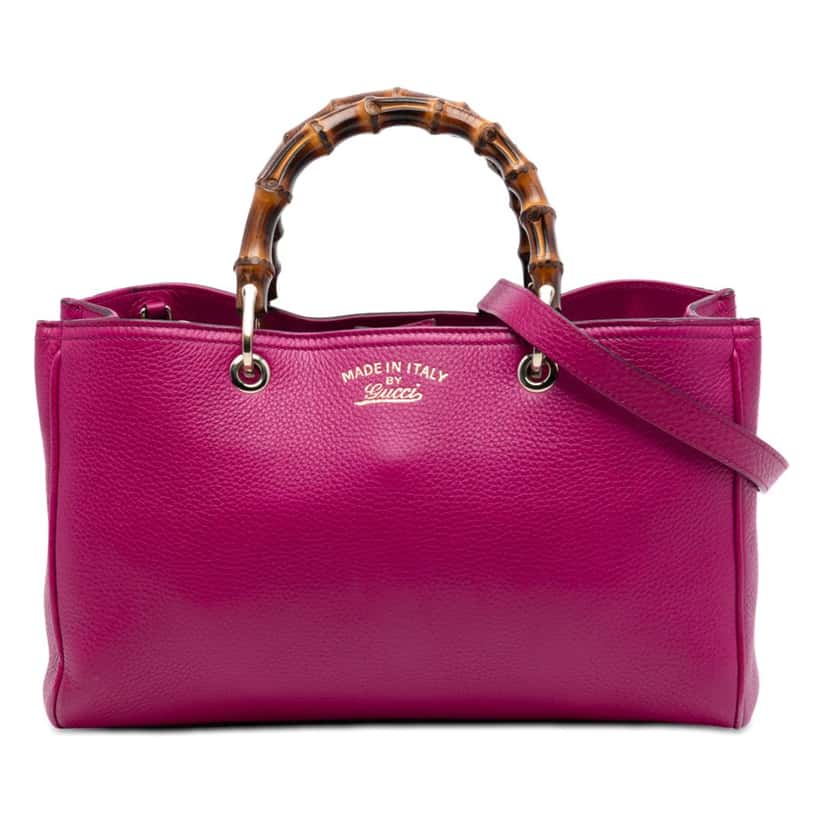 Gucci Medium Calfskin Bamboo Shopper Satchel Pink Leather Very good condition - Front View