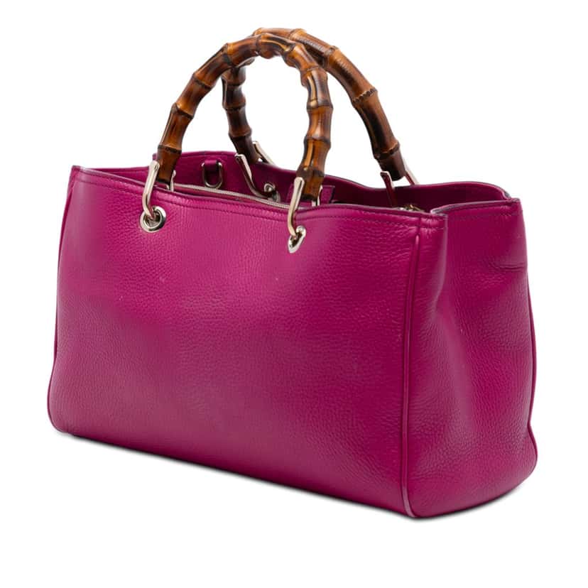 Gucci Medium Calfskin Bamboo Shopper Satchel Pink Leather Very good condition - Back View