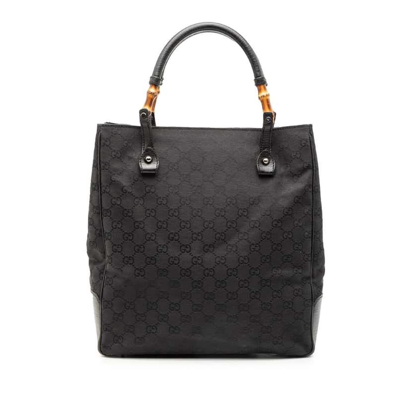 Gucci GG Canvas Bamboo Tote Black Very good condition - Front View