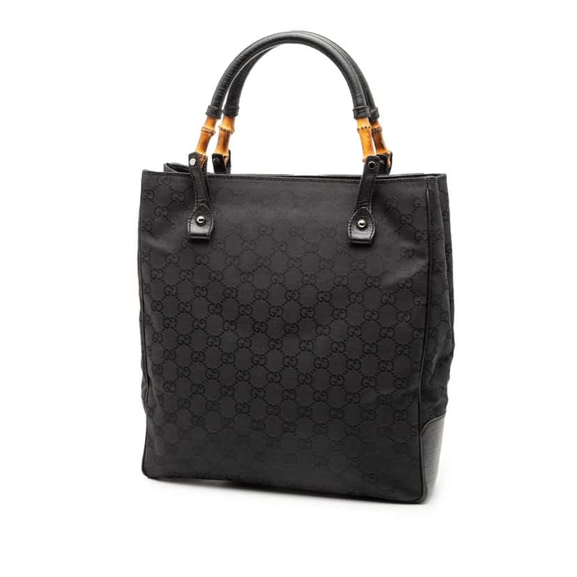 Gucci GG Canvas Bamboo Tote Black Very good condition - Back View