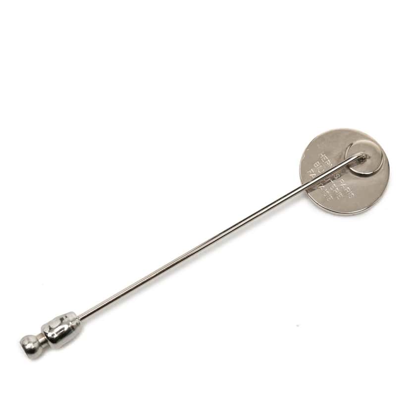 Hermès Palladium Plated Clou de Selle Stick Pin Brooch Silver Metal Very good condition - Back View
