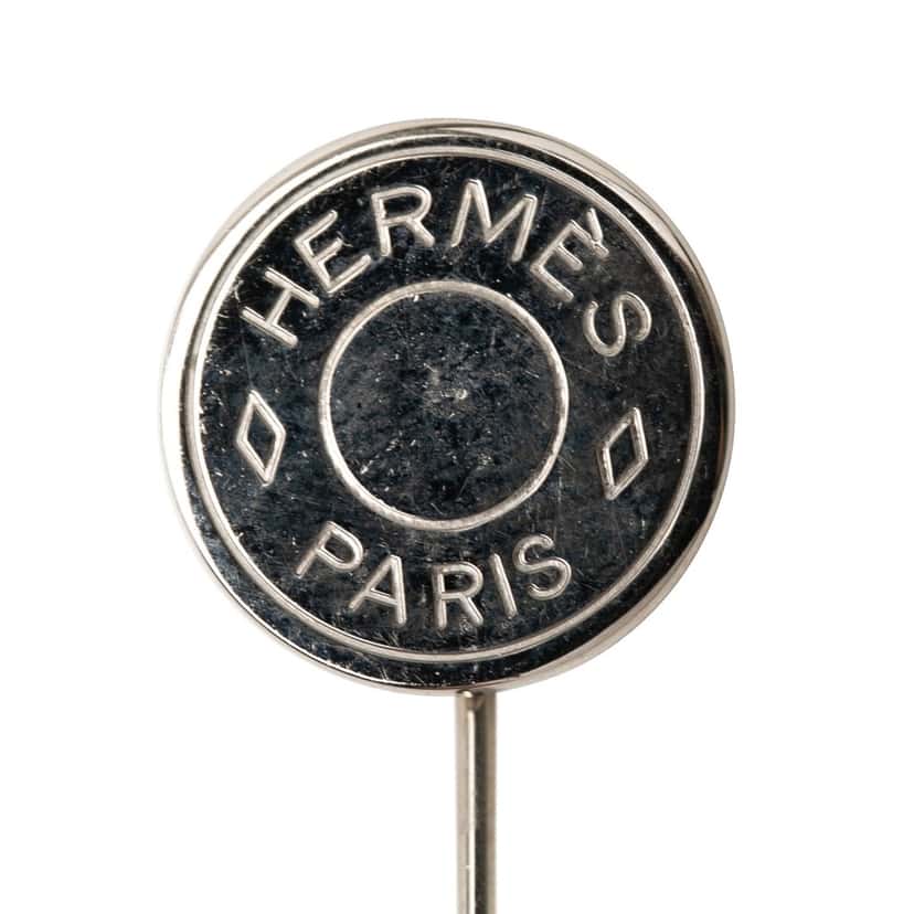 Hermès Palladium Plated Clou de Selle Stick Pin Brooch Silver Metal Very good condition - Inside View