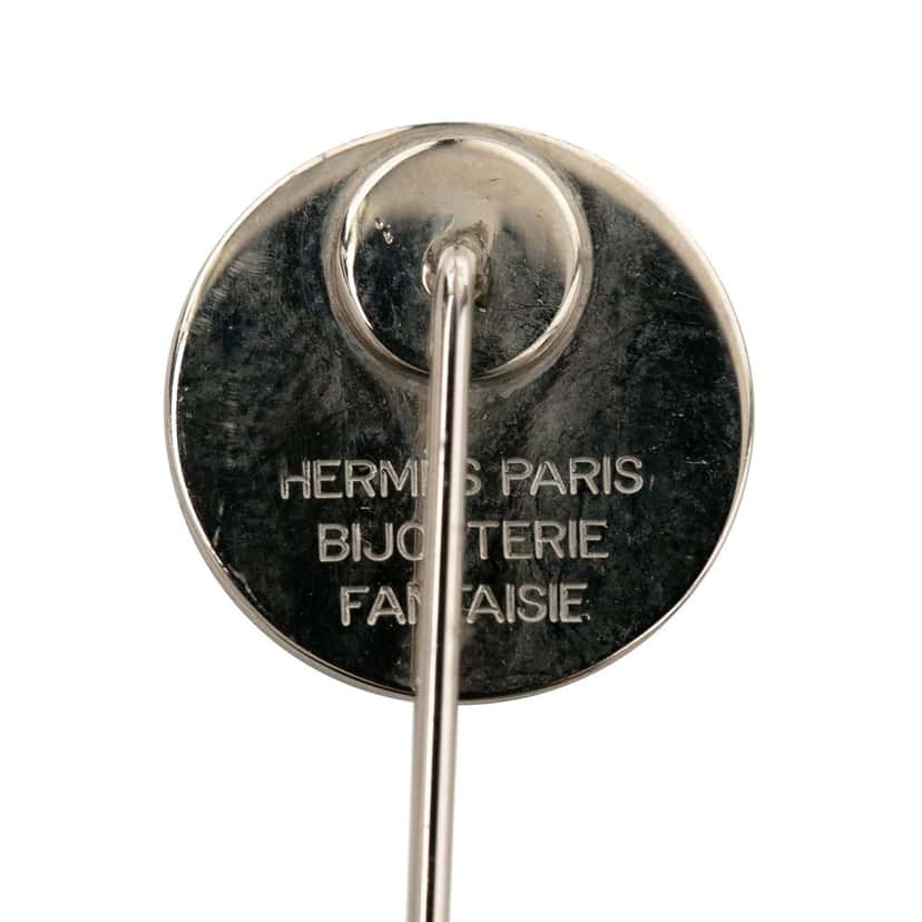 Hermès Palladium Plated Clou de Selle Stick Pin Brooch Silver Metal Very good condition - Model View