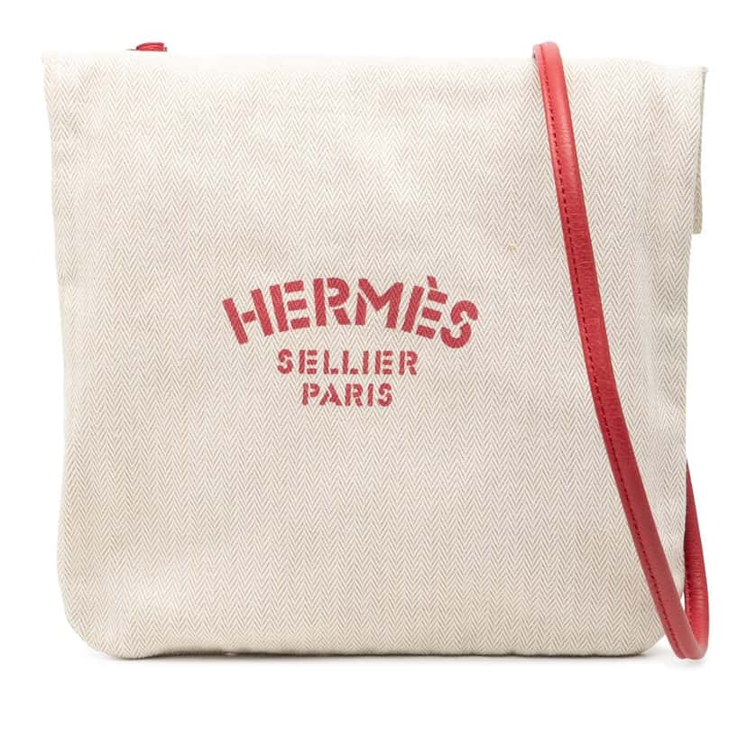 Hermès Toile Aline Grooming Bag PM Beige Very good condition - Front View