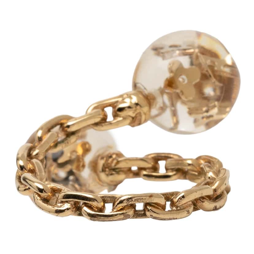 Louis Vuitton Gold Plated Bubble Resin Monogram Inclusion Ring Gold Metal Very good condition - Inside View