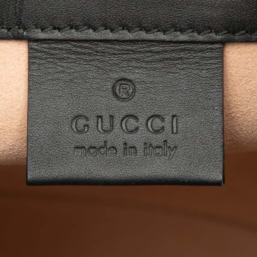 Gucci Mini Suede and Patent Web Ophidia Bucket Bag Black Leather Very good condition - Box View