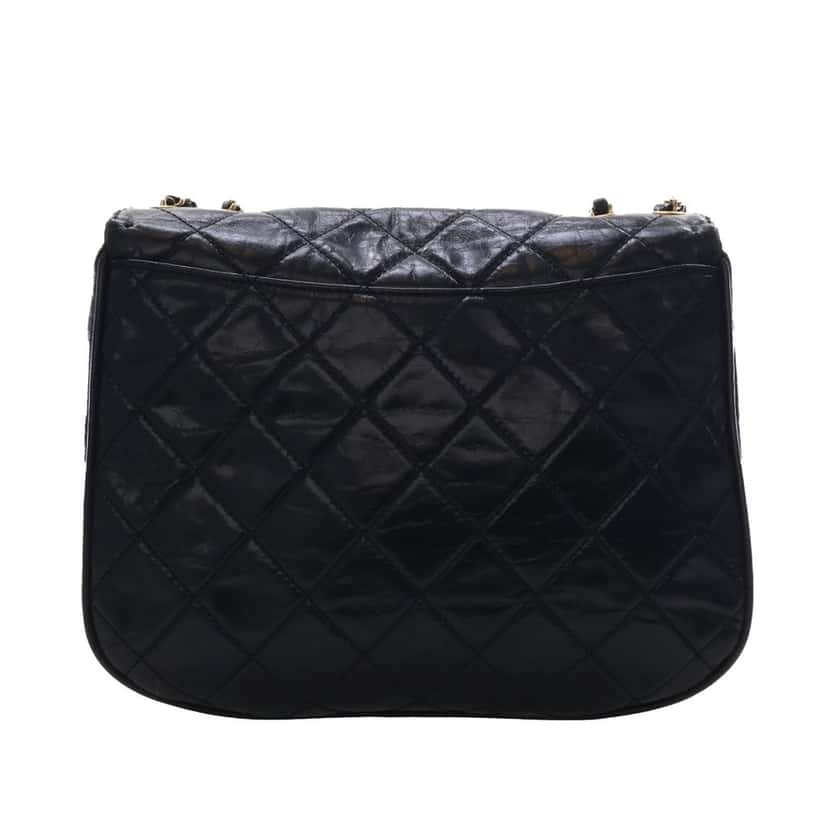 Chanel Medium Quilted Glazed Calfskin Bubble CC Flap Black Leather Very good condition - Model View
