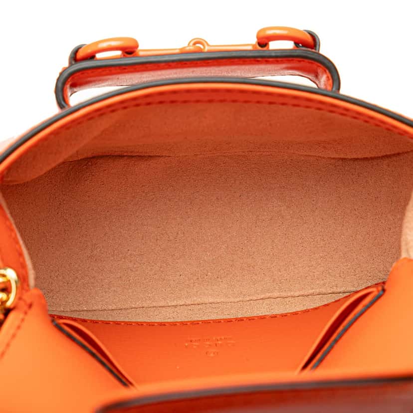 Gucci Mini Leather Horsebit 1955 Web Satchel Orange Leather Very good condition - Model View