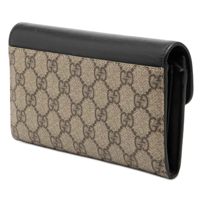 Gucci GG Supreme Pearl Studded Peony Long Wallet Beige Very good condition - Back View