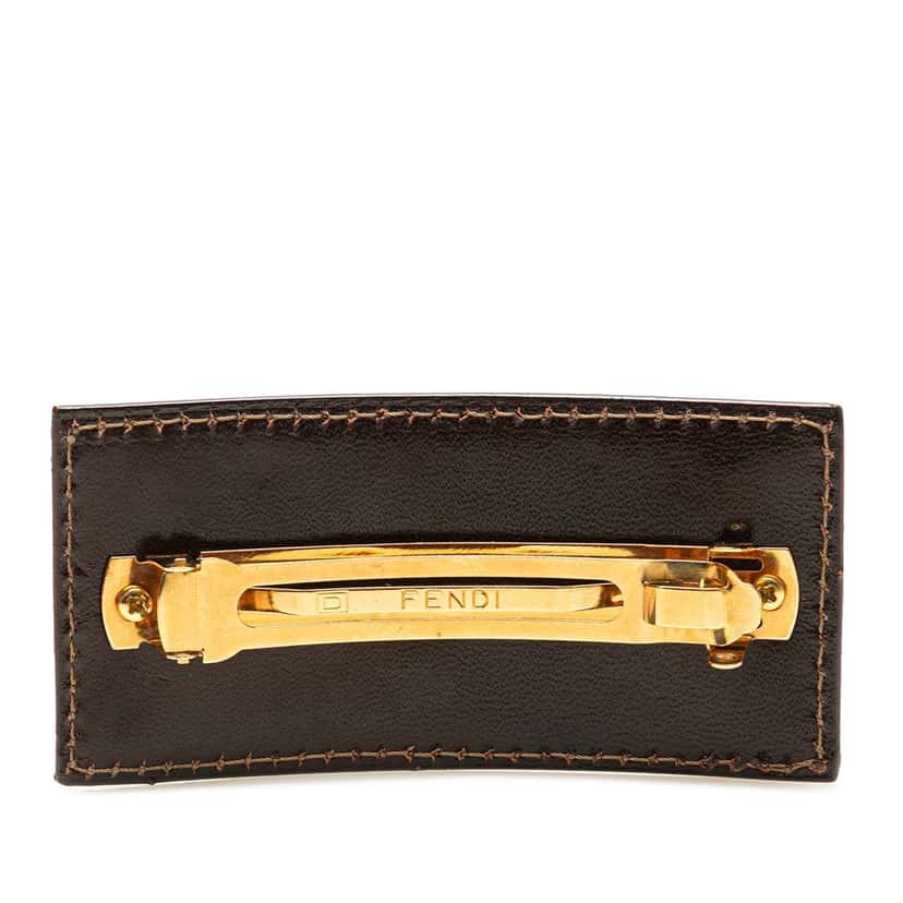 Fendi Zucca Canvas Barrette Hair Clip Brown Very good condition - Back View