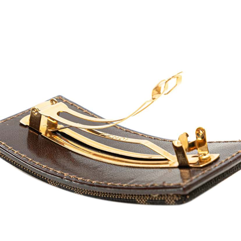 Fendi Zucca Canvas Barrette Hair Clip Brown Very good condition - Model View