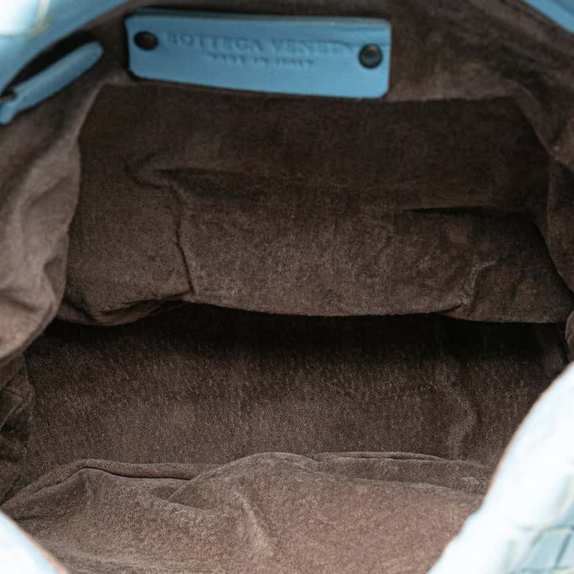 Bottega Veneta Nappa Intrecciato Bucket Bag Blue Leather Good condition - Box View