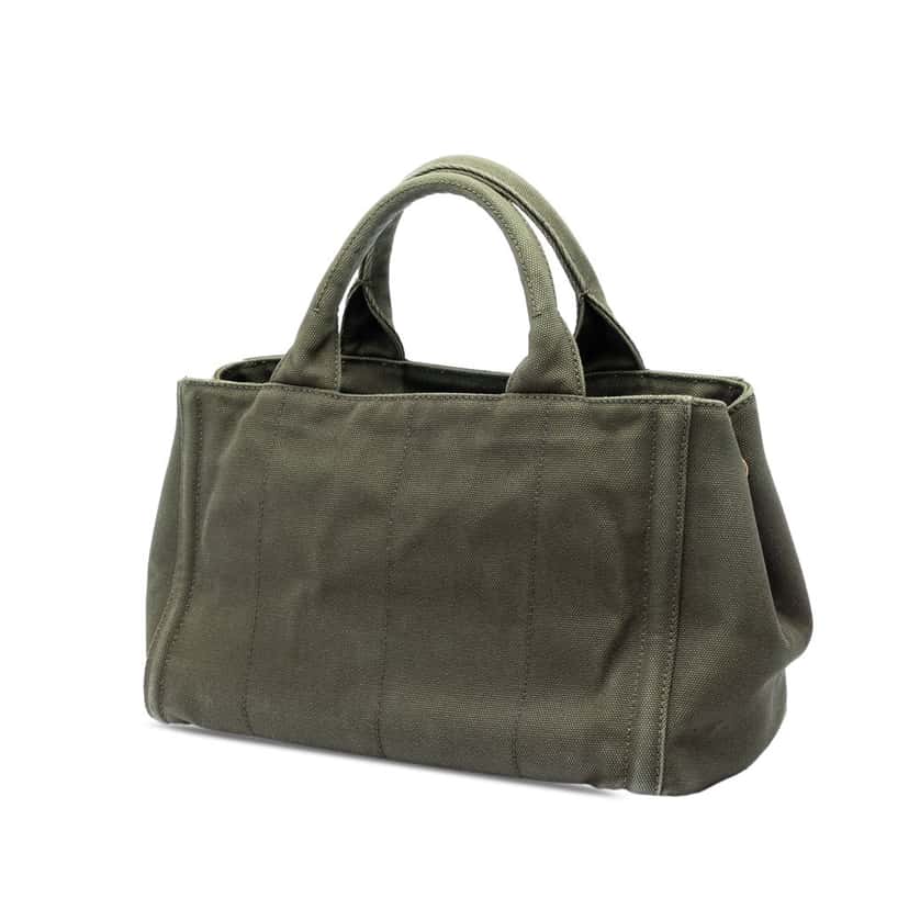 Prada Small Canvas Canapa Bijoux Satchel Green Very good condition - Back View