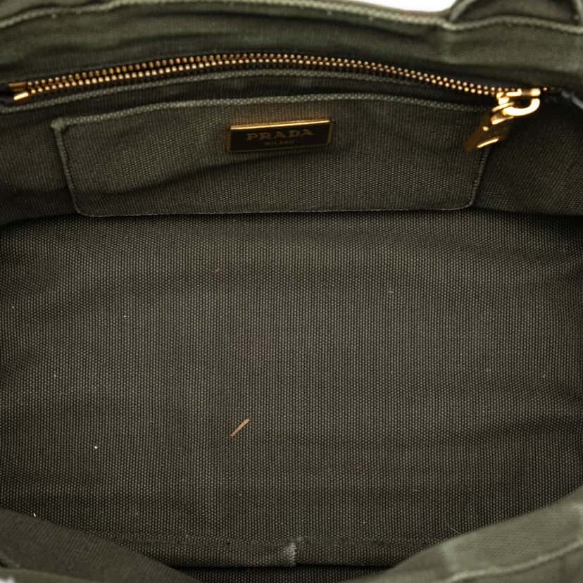 Prada Small Canvas Canapa Bijoux Satchel Green Very good condition - Model View