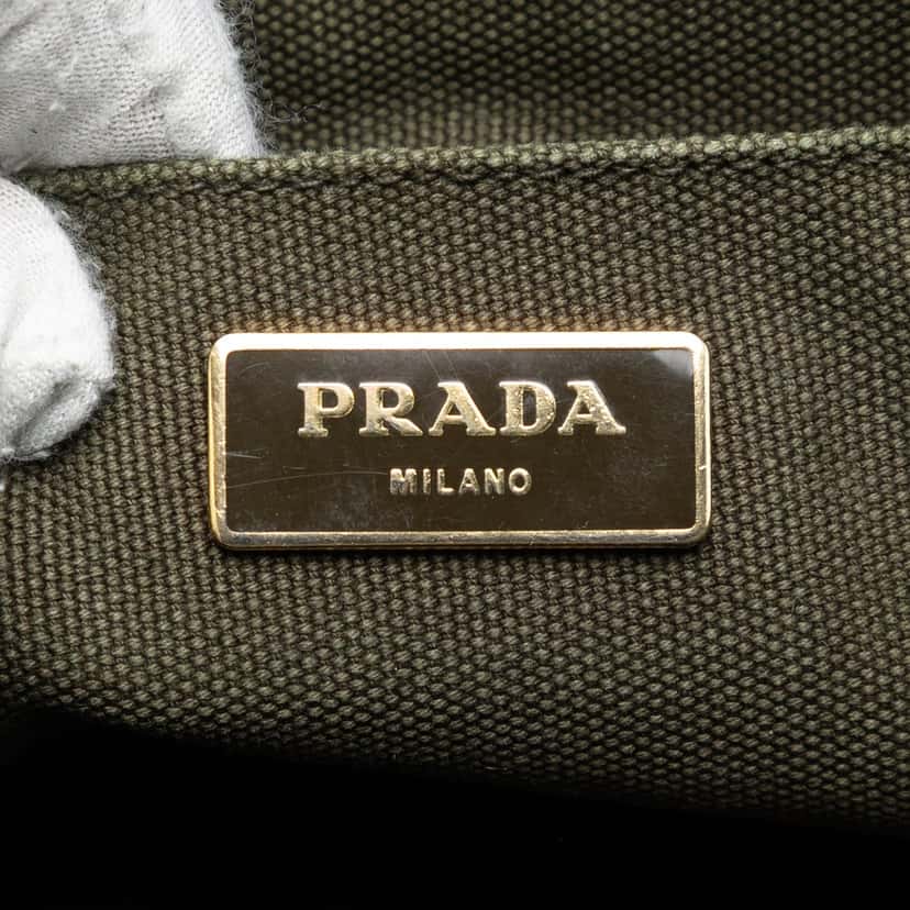 Prada Small Canvas Canapa Bijoux Satchel Green Very good condition - Box View