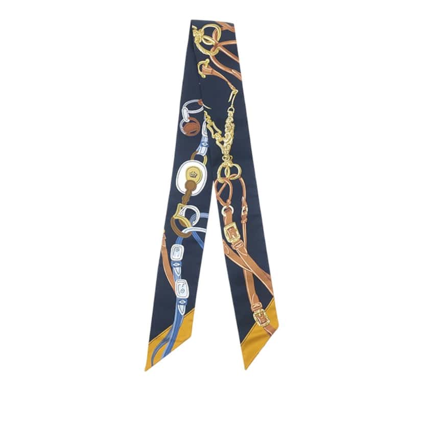 Hermès Brides de Gala Twilly Silk Scarf Blue Very good condition - Back View