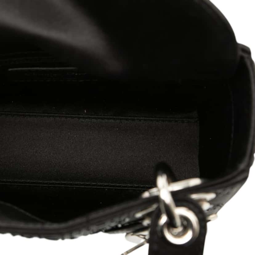 Dior Mini Satin Cannage Strass Crystal Embellished Lady Dior Black Very good condition - Model View