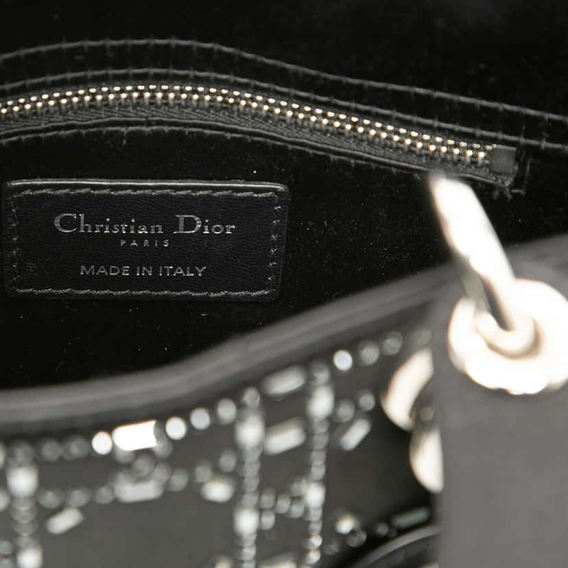 Dior Mini Satin Cannage Strass Crystal Embellished Lady Dior Black Very good condition - Box View