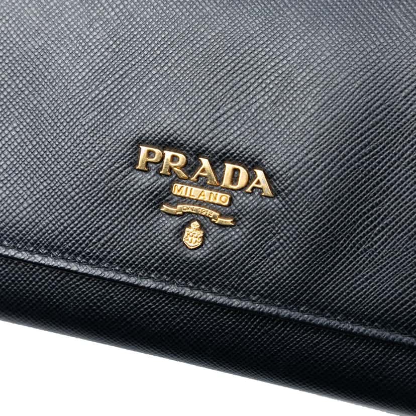 Prada Saffiano Lux Wallet On Chain Black Leather Very good condition - Box View