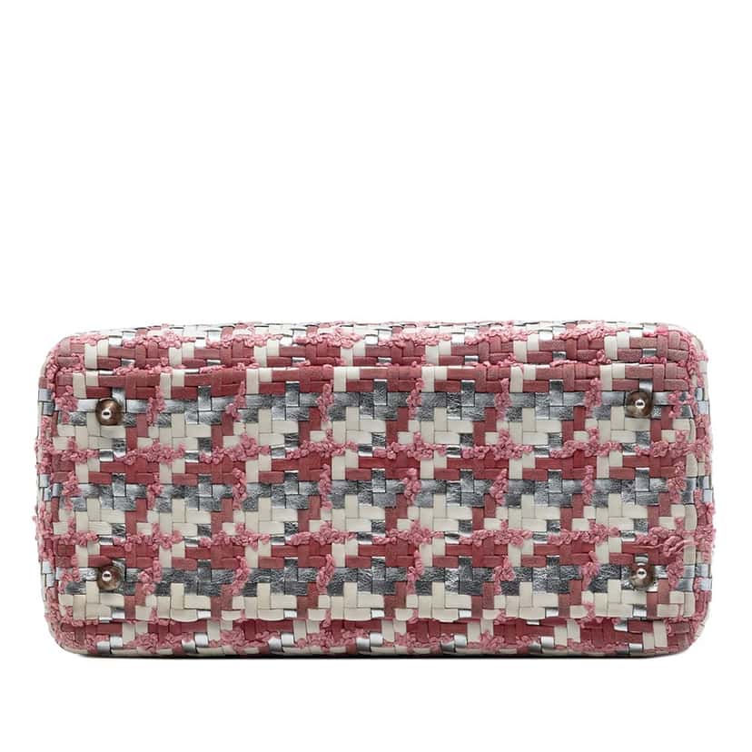 Dior Medium Woven Lambskin and Tweed Lady Dior White Leather Very good condition - Inside View