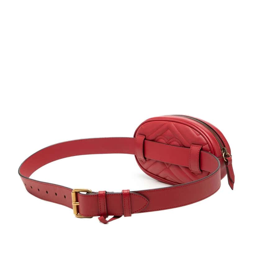Gucci GG Marmont Matelasse Leather Belt Bag Red Leather Very good condition - Back View