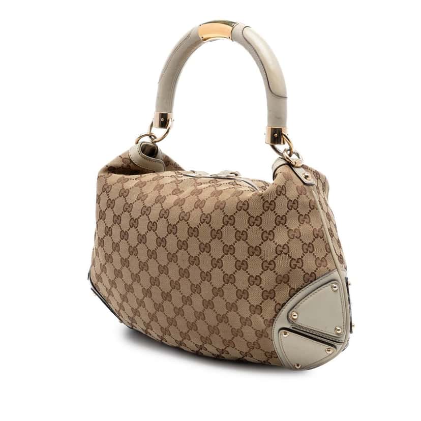 Gucci Medium GG Canvas Bamboo Indy Hobo Beige Very good condition - Back View