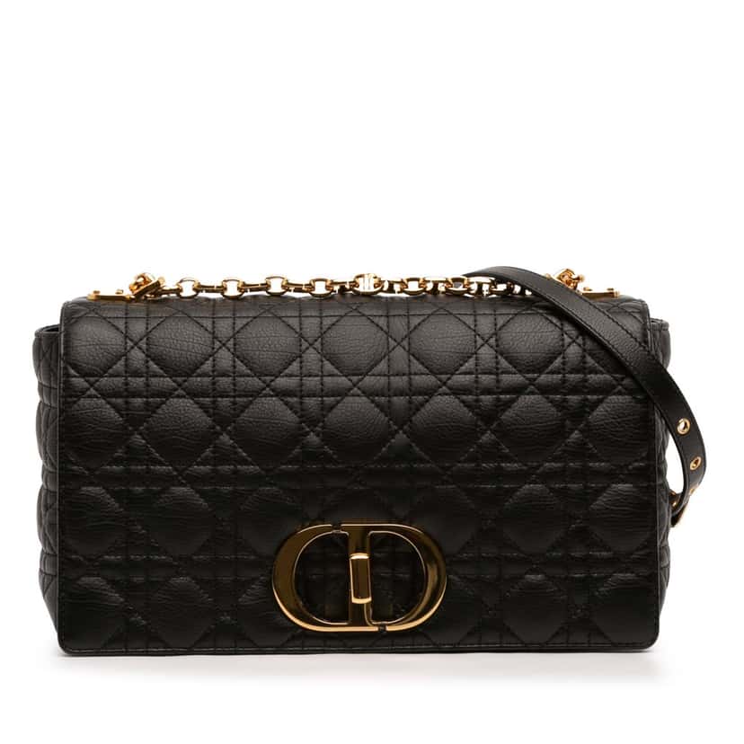 Dior Large Calfskin Cannage Caro Crossbody Black Leather Very good condition - Front View