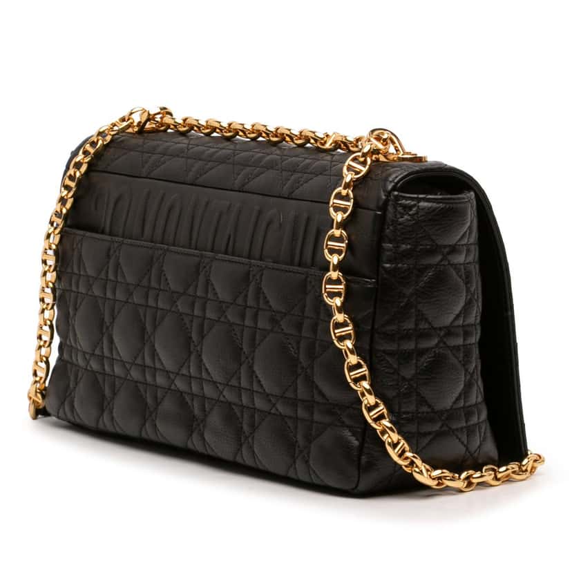 Dior Large Calfskin Cannage Caro Crossbody Black Leather Very good condition - Back View