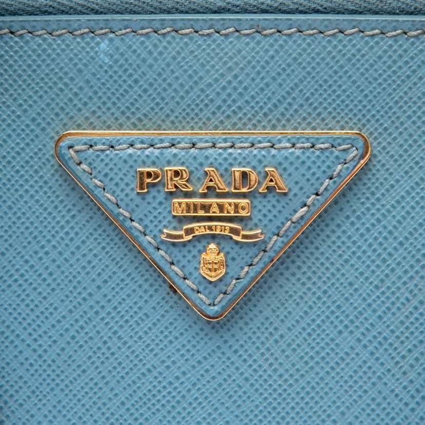 Prada Small Saffiano Lux Promenade Satchel Blue Leather Very good condition - Box View