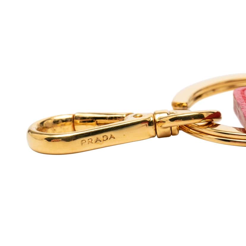 Prada Saffiano Logo Key Chain and Bag Charm Pink Leather Very good condition - Inside View
