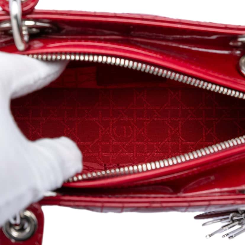 Dior Medium Patent Cannage Lady Dior Red Leather Very good condition - Model View