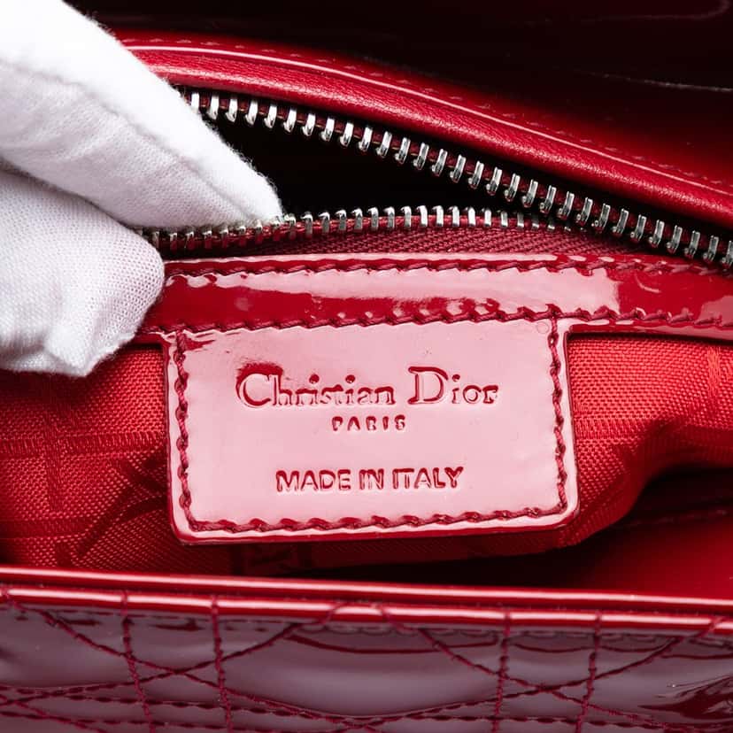 Dior Medium Patent Cannage Lady Dior Red Leather Very good condition - Box View