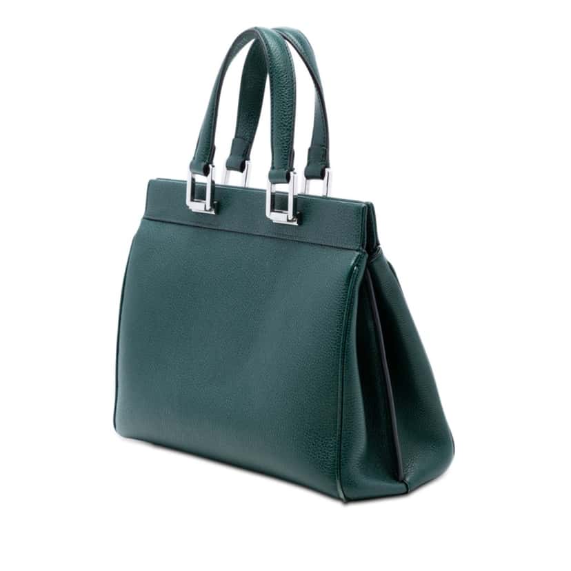 Gucci Small Grained Calfskin Zumi Top Handle Bag Green Leather Very good condition - Back View