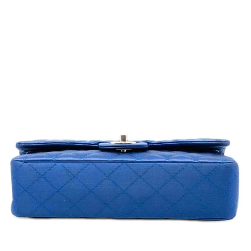 Chanel Medium Classic Satin Double Flap Blue Very good condition - Inside View