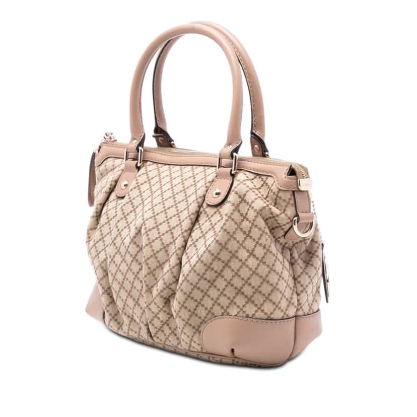 Gucci Diamante Canvas Sukey Satchel Beige Very good condition - Back View