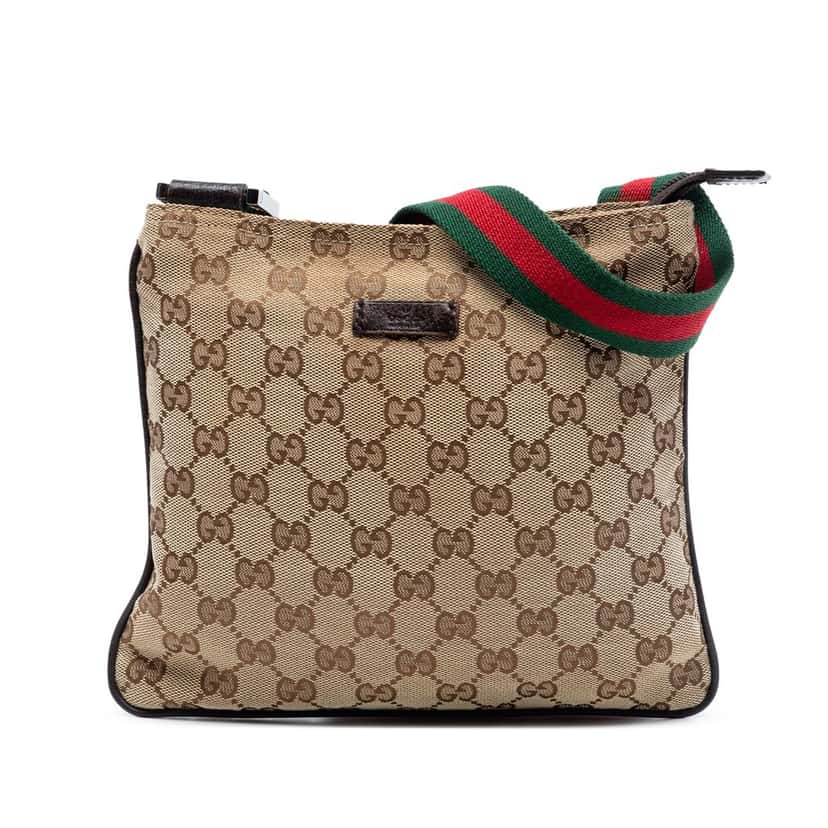 Gucci GG Canvas Web Crossbody Beige Very good condition - Front View